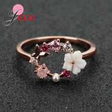 Luxury Brand Creative Butterfly Flowers Crystal Wedding Rings For Women Rose Gold Color AAA Zircon Ring Jewelry Girl Gift Bijoux 2024 - buy cheap