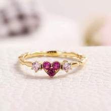 Simple Female Love Heart Thin Ring Classic Gold Color Thin Engagement Ring Cute Round Crystal Stone Wedding Rings For Women 2024 - buy cheap