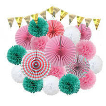 Abanico de papel colgante para manualidades para niños, niño y niña, fiesta de cumpleaños, recuerdo de boda, decoración DIY de flores, rosa y dorado, oferta 2024 - compra barato