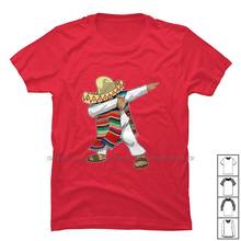 Mexican Poncho Dabbing T Shirt 100% Cotton Mexican Guitar Party Music Dance Chili Flag Dab Me Music 2024 - buy cheap