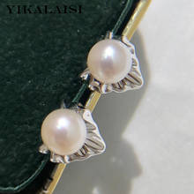 YIKALAISI-pendientes de plata de ley 925 para mujer, joyería para mujer, aretes redondos de perlas naturales de agua dulce, 6-7mm, nuevos, venta al por mayor 2024 - compra barato