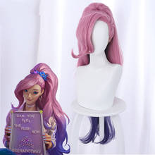 Game LoL KDA Cosplay Wig Long Ponytail Pink Mixed Purple Wigs League Of Legends Cosplay Halloween Wig For Women Accessories Hair 2024 - buy cheap