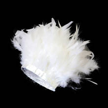 Cinta de plumas naturales para vestido de novia, adornos de flecos de plumas de marabú, pavo blanco, 2/5/10 metros, 10-15CM, accesorios de costura 2024 - compra barato