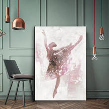Pintura en lienzo de chica bailarina rosa, póster de arte de pared nórdico, imagen para decoración del hogar, dormitorio de niños, sala de estar, póster de decoración del hogar 2024 - compra barato