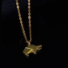 Gold Animal Zodiac Ox Couple  Necklace Solid 925 Sterling Silver Lovely Origami Calf Pendant Necklace Fine Jewelry for Women Men 2024 - buy cheap