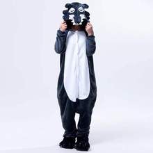 Kigurumi-Pijama de franela para hombre y mujer, traje de dormir de invierno con diseño de Lobo, mono de Animal adulto, para parejas 2024 - compra barato