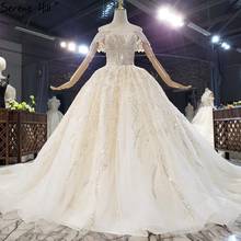 Dubai luxo marfim sem mangas sexy vestidos de casamento 2020 miçangas brilho high-end vestidos de noiva dhx0237 feito sob encomenda 2024 - compre barato