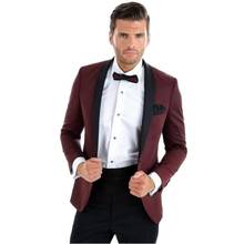 Justo borgonha vestido de noite ternos torrados homens bonito smoking roupas de trabalho (jaqueta + calça + gravata borboleta) ok: 054 2024 - compre barato