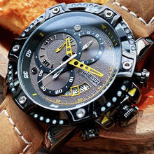 MEGIR, креативные кварцевые наручные часы, мужские часы, водонепроницаемые, кожа, мужские часы, Лидирующий бренд, Роскошные, с хронографом, спортивные, Relogio Masculino 2022 - купить недорого