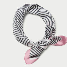Luna&Dolphin Women Square Scarf 70*70cm Korean Grey Pink Geometric Print Chiffon Silk Scarves Four Season Lady Headbands Bandana 2024 - buy cheap