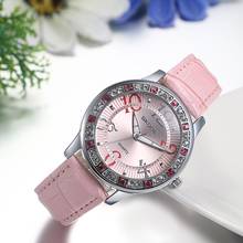 Lancardo relógio de pulso de couro feminino, relógio de quartzo pulseira de couro fashion strass de designer para mulheres vestido simples 2024 - compre barato