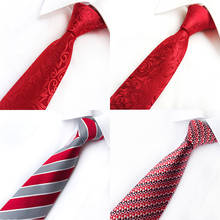 Corbata de vestir Formal para hombre, corbatas clásicas de seda, color negro, rojo y rosa, 8CM, 100% 2024 - compra barato