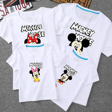 Camiseta Multicolor de dibujos animados de Disney, camiseta Multicolor de Mickey y Minnie, camiseta Multicolor de algodón puro para padres e hijos, trajes a juego para la familia 2024 - compra barato