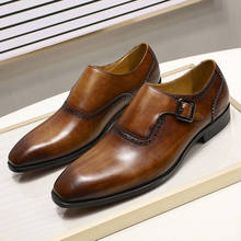 Мужские классические туфли высокого качества, коричневые туфли из натуральной кожи с пряжкой, деловые брифы с ремешком, мужские лоферы ручной работы 2024 - купить недорого