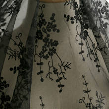 Tecido de malha floral bordado, tecido macio com renda, toalha de mesa bordada, cabeça de pano, roupas artesanais, diy 2024 - compre barato