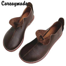 Careaymade-zapatos de piel auténtica para mujer, calzado informal hecho a mano, 2 colores, adecuado para primavera y verano 2024 - compra barato