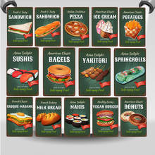 Vintage Fast Food Metal Tin Sign Retro American Classic Donuts Burger Potatoes Wall Poster Kitchen Pub Restaurant Decor WY115 2024 - buy cheap