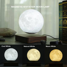 Lámpara de luna de levitación magnética 3D creativa, luz nocturna Led giratoria táctil de 14cm, lámpara flotante para decoración del hogar, regalos de vacaciones 2024 - compra barato
