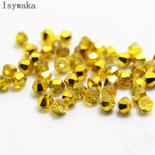 Isywaka correu cor dourada 100 pçs 4mm bicone áustria contas de cristal charme grânulos de vidro solto espaçador grânulo para diy jóias fazendo 2024 - compre barato