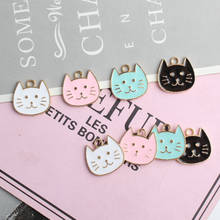 10 pçs japão kawaii gato cabeça encantos esmalte animal charme para fazer jóias diy moda brinco pingente p142 2024 - compre barato