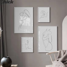 Abstract Nude Kiss Line Body Art Prints Nordic Posters And Prints Wall Art Canvas Painting Wall Pictures For Living Room Decor 2024 - buy cheap