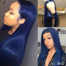 Ombre Brazilian Human Hair Wigs For Black Women 613 Dark Blue Straight Lace Closure Wigs With Baby Hair Remy Wigs Pre Plucked 2024 - buy cheap