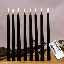 Pack of 12 Flameless Realistic Decorative LED Taper Candlesticks,Black White Body Electronc Fake Pillar Battery Candles 2024 - buy cheap