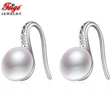 Classic Design Kpop Earrings Prevent Allergy White Natural Freshwater Pearl Hook Earrings for Women Pearl Jewelry Gifts FEIGE 2024 - buy cheap
