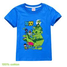 Camiseta estampa de desenho animado titans go, roupas para bebês meninos e meninas de algodão, camisas de natal para crianças de 2 a 15 anos 2024 - compre barato