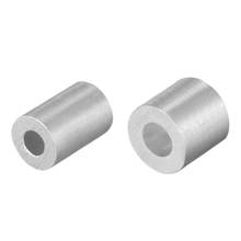 Uxcell-Cable de aluminio para engarce, 5/10/20/25/30/50/100psc, Mangas de Clip, bucle de prensado, tono plateado con agujero redondo 2024 - compra barato