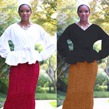 Blusa muçulmano feminina, camiseta plissada com gola v, vestido abaya juba plus size ramadã arábia dubai roupas islâmicas 2024 - compre barato