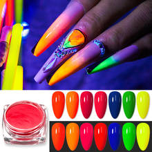 Pó de pigmento fluorescente para unhas, arte decorativa, pó de cromo brilhante para unhas, esmalte em gel diy, 1 caixa 2024 - compre barato