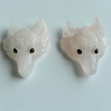 Fashion natural stone pink Carved Wolf Head shape Pendants for Necklace jewelry making Free shipping Wholesale 2pcs/lot 2024 - buy cheap