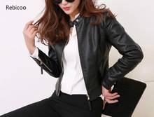 European Style PU Leather Jacket  New Autumn Motorcycle Leather Outwear Women Slim Biker Coat Basic Streetwear 2024 - buy cheap