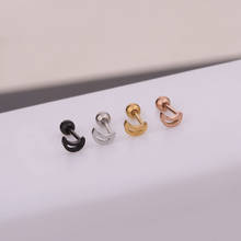 Mini pendientes de acero con forma de Luna hueca para el cartílago, Piercing para la oreja, estilo Punk, dorado, Simple, 1 unidad 2024 - compra barato