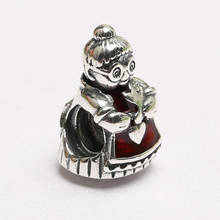 Authentic 925 Sterling Silver Bead Red Enamel Mrs. Santa Claus Charm fit Pandora Bracelet Bangle DIY Jewelry 2024 - buy cheap