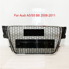 For RS5 Style Front Sport Hex Mesh Honeycomb Hood Grill Chrome Gloss Black For Audi A5/S5 B8 2008 2009 2010 2011 2024 - buy cheap