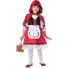 Roupa de criança cosplay vermelho, fantasia clássica de criança para dia das bruxas, contos de fadas, princesas, vestido chique 2024 - compre barato