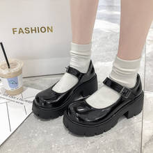 Zapatos de tacón con plataforma para mujer, calzado resistente al agua, estilo universitario, cuero suave vintage, estilo japonés, Mary Jane, novedad de 2021 2024 - compra barato