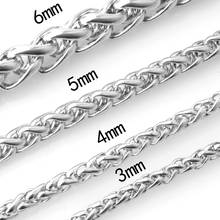 3/4/5/6/7mm Men Wheat Braided Chain 316L Stainless Steel Necklace Jewelry 7-40" As Christmas Gift 2024 - buy cheap