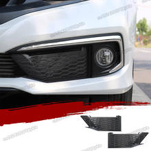 carbon fiber abs car front foglight honeycomb net trims for honda civic 2019 2020 2021 panel 10th 10 gen accessories styling 2024 - buy cheap