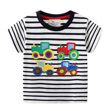 Jumping Meters New Summer Cotton Boys Tees Tops With Cars Applique Hot Baby Stripe T shirts Embroidery Kids Clothing 2024 - buy cheap