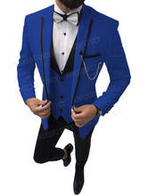 Anyebritley terno masculino, conjunto de terno azul royal para casamento slim fit padrinho de noivado da moda, smoking, traje grande 2019 2024 - compre barato