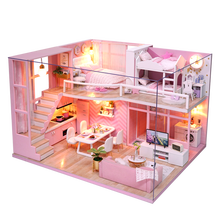 Casa de bonecas de madeira 3d, faça você mesmo, rosa, princesa, casa de bonecas, miniatura com móveis, montagem, brinquedo, presente de natal para crianças 2024 - compre barato