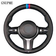 Capa para volante de carro em couro legítimo macio, capa preta para bmw m sport f30 f31 f34 f07 f10 f11 f25 f32 f33 f36 x1 f48 x2 f39 x3 2024 - compre barato