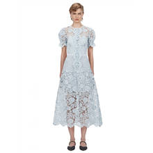 VERHELLEN-vestido de verano de manga corta para mujer, con flores ahuecadas vestido de fiesta, de alta calidad, color azul claro, 2020 2024 - compra barato