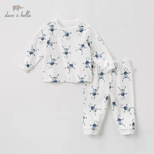 DB12182 dave bella/пижамный комплект для детей; Осенняя домашняя хлопковая одежда для маленьких девочек; костюм для сна с длинными рукавами и рисунком 2024 - купить недорого