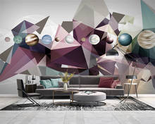 beibehang Customized modern minimalist light luxury geometric TV sofa background papel de parede 3d wallpaper papier peint 2024 - buy cheap