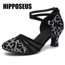 Hippposeus-sapatos femininos para dança, sapatos modernos para dança de salão, salsa, ritmos latinos, para meninas, salto baixo, profissional 2024 - compre barato