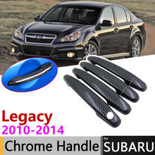 Black Carbon Fiber Door Handle Cover for Subaru Legacy BM BR 2010~2014 2011 2012 2013 Car Accessories Stickers Trim Set Chrome 2024 - buy cheap